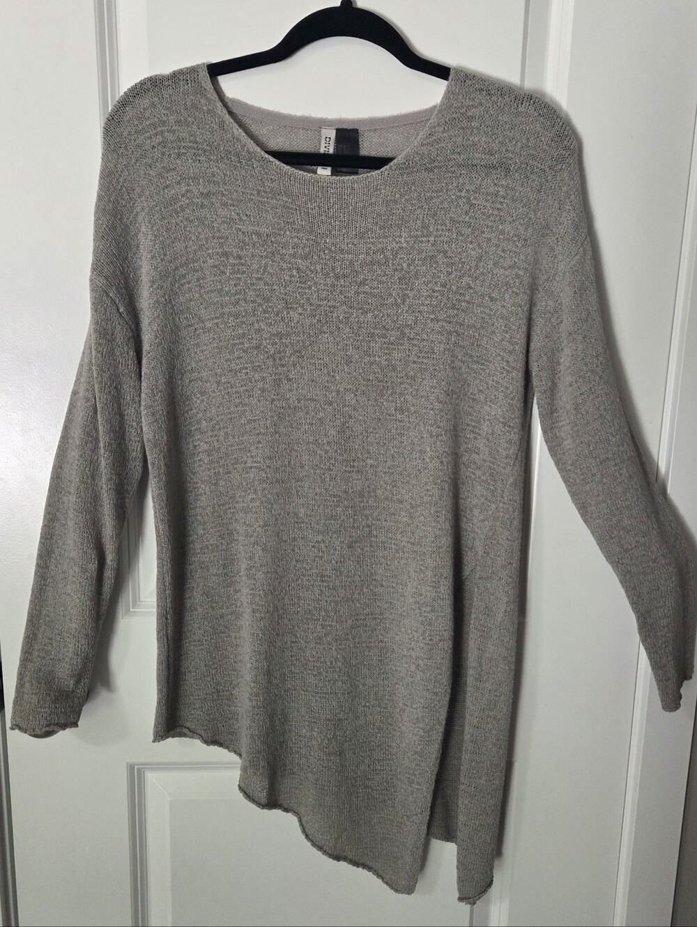 Light Gray Knit Asymmetric Hem Sweater